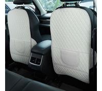 WLKJPP Car Seat Backrest Anti Kicks Mat for Range Rover 1970-2022 2023 2024 2025 L322 L405, Waterproof Anti Dirty Leather Seat Backrest Protector Pad, Car Interior Accessories, E-White-2pcs