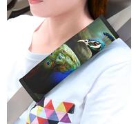 WLKSNBVD 2 Pack Car Seatbelt Covers Colorful Peacock Harness Pads Pram Strap Covers Backpack Shoulder Pad Automotive Seat Belt Cushion Pad Cover for Car Seat Belt Protect Your Neck and Shoulder