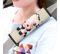 WLKSNBVD 2 Pack Car Seatbelt Covers Cute White Cow Harness Pads Pram Strap Covers Backpack Shoulder Pad Automotive Seat Belt Cushion Pad Cover for Car Seat Belt Protect Your Neck and Shoulder