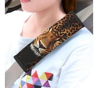 WLKSNBVD 2 Pack Car Seatbelt Covers Depict a Leopard Harness Pads Pram Strap Covers Backpack Shoulder Pad Automotive Seat Belt Cushion Pad Cover for Car Seat Belt Protect Your Neck and Shoulder