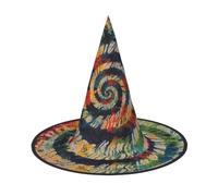 WLKSNBVD 2 PCS Colorful Spiral Tie Dye Wizard Hat for Adult Halloween Decor Costume Hanging Witch Hat Cosplay Accessory