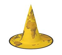 WLKSNBVD 2 PCS Yellow world map Wizard Hat for Adult Halloween Decor Costume Hanging Witch Hat Cosplay Accessory