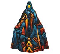 WLKSNBVD African style textile pattern Hooded Cloak Halloween Costumes Wizard Cloak Medieval Renaissance Cosplay Cape Robe with Hood