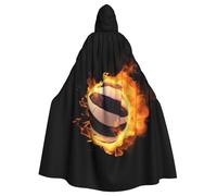 WLKSNBVD Blue skeleton pattern on white background Hooded Cloak Halloween Costumes Wizard Cloak Medieval Renaissance Cosplay Cape Robe with Hood, Burning Volleyball Pictures, One size