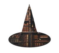 WLKSNBVD Books on the Bookshelf Wizard Hat for Adult Halloween Decor Costume Hanging Witch Hat Cosplay Accessory, Black, 2 PCS