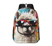 WLKSNBVD Camouflage Deer Travel Backpack for Men & Women 17 inch Laptop Backpack Waterproof Work Back Pack, Alpaca Wearing Sunglasses, One size
