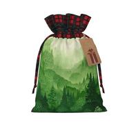 WLKSNBVD Christmas Drawstring Gift Bags Buffalo Plaid Xmas Santa Gift Bag with Tags Green Tree Wrapping Sacks Drawstring Candy Goodie Bag for Christmas Holiday Holiday Party Favors Pouch