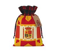 WLKSNBVD Christmas Drawstring Gift Bags Buffalo Plaid Xmas Santa Gift Bag with Tags Spanish flag pattern Wrapping Sacks Drawstring Candy Goodie Bag for Christmas Holiday Holiday Party Favors Pouch