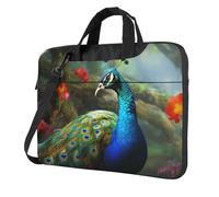 WLKSNBVD Colorful Peacock Laptop Bag for Women Computer Bag Shoulder Laptop Sleeve Business Work Briefcase, Black, 14 inch