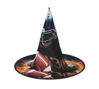 WLKSNBVD Cool American Football Wizard Hat for Adult Halloween Decor Costume Hanging Witch Hat Cosplay Accessory, Black, 1
