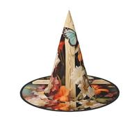 WLKSNBVD Flower branches on the cross Wizard Hat for Adult Halloween Decor Costume Hanging Witch Hat Cosplay Accessory, Black, 3 PCS