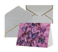 WLKSNBVD Greetings Card with Envelopes All butterflies are on purple background Thinking of You Card 4x6 Blank Note Cards for Birthday Baby Shower Congratulations Wedding Thank You Cards All Occasion