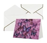 WLKSNBVD Greetings Card with Envelopes All butterflies are on purple background Thinking of You Card 4x6 Blank Note Cards for Birthday Baby Shower Congratulations Wedding Thank You Cards All Occasion
