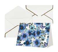WLKSNBVD Greetings Card with Envelopes Blooming blue daisy Thinking of You Card 4x6 Blank Note Cards for Birthday Baby Shower Congratulations Wedding Thank You Cards All Occasion