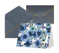 WLKSNBVD Greetings Card with Envelopes Blooming blue daisy Thinking of You Card 4x6 Blank Note Cards for Birthday Baby Shower Congratulations Wedding Thank You Cards All Occasion