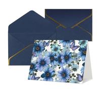 WLKSNBVD Greetings Card with Envelopes Blooming blue daisy Thinking of You Card 4x6 Blank Note Cards for Birthday Baby Shower Congratulations Wedding Thank You Cards All Occasion