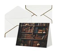WLKSNBVD Greetings Card with Envelopes Books on the Bookshelf Thinking of You Card 4x6 Blank Note Cards for Birthday Baby Shower Congratulations Wedding Thank You Cards All Occasion