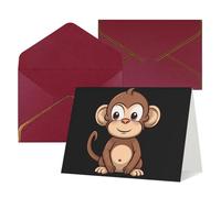 WLKSNBVD Greetings Card with Envelopes Cartoon brown monkey Thinking of You Card 4x6 Blank Note Cards for Birthday Baby Shower Congratulations Wedding Thank You Cards All Occasion