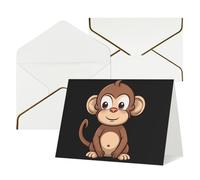 WLKSNBVD Greetings Card with Envelopes Cartoon brown monkey Thinking of You Card 4x6 Blank Note Cards for Birthday Baby Shower Congratulations Wedding Thank You Cards All Occasion