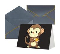 WLKSNBVD Greetings Card with Envelopes Cartoon monkey holding fruit Thinking of You Card 4x6 Blank Note Cards for Birthday Baby Shower Congratulations Wedding Thank You Cards All Occasion