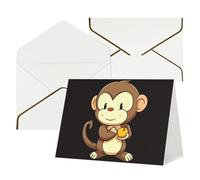 WLKSNBVD Greetings Card with Envelopes Cartoon monkey holding fruit Thinking of You Card 4x6 Blank Note Cards for Birthday Baby Shower Congratulations Wedding Thank You Cards All Occasion