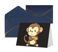 WLKSNBVD Greetings Card with Envelopes Cartoon monkey holding fruit Thinking of You Card 4x6 Blank Note Cards for Birthday Baby Shower Congratulations Wedding Thank You Cards All Occasion