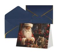WLKSNBVD Greetings Card with Envelopes Christmas Santa Claus Sewing Tree Cat Thinking of You Card 4x6 Blank Note Cards for Birthday Baby Shower Congratulations Wedding Thank You Cards All Occasion