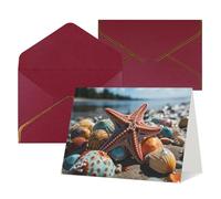 WLKSNBVD Greetings Card with Envelopes Colorful starfish on the beach Thinking of You Card 4x6 Blank Note Cards for Birthday Baby Shower Congratulations Wedding Thank You Cards All Occasion
