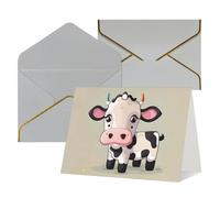WLKSNBVD Greetings Card with Envelopes Cute White Cow Thinking of You Card 4x6 Blank Note Cards for Birthday Baby Shower Congratulations Wedding Thank You Cards All Occasion