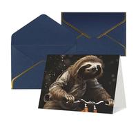 WLKSNBVD Greetings Card with Envelopes Cycling sloth Thinking of You Card 4x6 Blank Note Cards for Birthday Baby Shower Congratulations Wedding Thank You Cards All Occasion