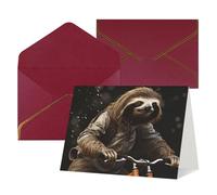 WLKSNBVD Greetings Card with Envelopes Cycling sloth Thinking of You Card 4x6 Blank Note Cards for Birthday Baby Shower Congratulations Wedding Thank You Cards All Occasion