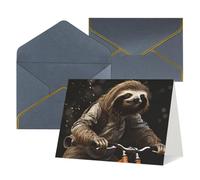 WLKSNBVD Greetings Card with Envelopes Cycling sloth Thinking of You Card 4x6 Blank Note Cards for Birthday Baby Shower Congratulations Wedding Thank You Cards All Occasion