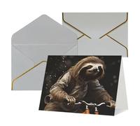 WLKSNBVD Greetings Card with Envelopes Cycling sloth Thinking of You Card 4x6 Blank Note Cards for Birthday Baby Shower Congratulations Wedding Thank You Cards All Occasion
