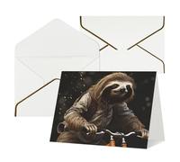 WLKSNBVD Greetings Card with Envelopes Cycling sloth Thinking of You Card 4x6 Blank Note Cards for Birthday Baby Shower Congratulations Wedding Thank You Cards All Occasion