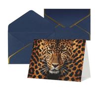 WLKSNBVD Greetings Card with Envelopes Depict a leopard Thinking of You Card 4x6 Blank Note Cards for Birthday Baby Shower Congratulations Wedding Thank You Cards All Occasion