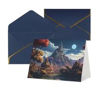 WLKSNBVD Greetings Card with Envelopes Fantasy Town Thinking of You Card 4x6 Blank Note Cards for Birthday Baby Shower Congratulations Wedding Thank You Cards All Occasion