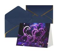 WLKSNBVD Greetings Card with Envelopes Fashional Purple Hearts Thinking of You Card 4x6 Blank Note Cards for Birthday Baby Shower Congratulations Wedding Thank You Cards All Occasion