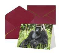 WLKSNBVD Greetings Card with Envelopes Gorilla in the Grass Thinking of You Card 4x6 Blank Note Cards for Birthday Baby Shower Congratulations Wedding Thank You Cards All Occasion