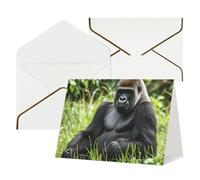 WLKSNBVD Greetings Card with Envelopes Gorilla in the Grass Thinking of You Card 4x6 Blank Note Cards for Birthday Baby Shower Congratulations Wedding Thank You Cards All Occasion