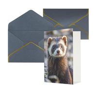 WLKSNBVD Greetings Card with Envelopes Hairy Ferret Thinking of You Card 4x6 Blank Note Cards for Birthday Baby Shower Congratulations Wedding Thank You Cards All Occasion