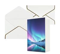 WLKSNBVD Greetings Card with Envelopes Northern Lights Thinking of You Card 4x6 Blank Note Cards for Birthday Baby Shower Congratulations Wedding Thank You Cards All Occasion