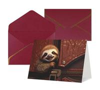 WLKSNBVD Greetings Card with Envelopes Sloth on zipper Thinking of You Card 4x6 Blank Note Cards for Birthday Baby Shower Congratulations Wedding Thank You Cards All Occasion