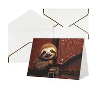 WLKSNBVD Greetings Card with Envelopes Sloth on zipper Thinking of You Card 4x6 Blank Note Cards for Birthday Baby Shower Congratulations Wedding Thank You Cards All Occasion