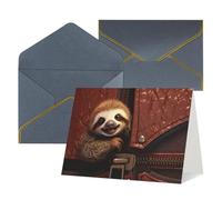 WLKSNBVD Greetings Card with Envelopes Sloth on zipper Thinking of You Card 4x6 Blank Note Cards for Birthday Baby Shower Congratulations Wedding Thank You Cards All Occasion