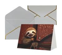 WLKSNBVD Greetings Card with Envelopes Sloth on zipper Thinking of You Card 4x6 Blank Note Cards for Birthday Baby Shower Congratulations Wedding Thank You Cards All Occasion