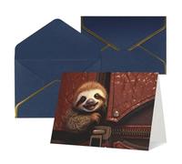 WLKSNBVD Greetings Card with Envelopes Sloth on zipper Thinking of You Card 4x6 Blank Note Cards for Birthday Baby Shower Congratulations Wedding Thank You Cards All Occasion