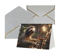 WLKSNBVD Greetings Card with Envelopes Sloth playing piano Cartoon Thinking of You Card 4x6 Blank Note Cards for Birthday Baby Shower Congratulations Wedding Thank You Cards All Occasion