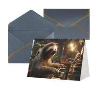 WLKSNBVD Greetings Card with Envelopes Sloth playing piano Cartoon Thinking of You Card 4x6 Blank Note Cards for Birthday Baby Shower Congratulations Wedding Thank You Cards All Occasion