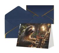 WLKSNBVD Greetings Card with Envelopes Sloth playing piano Cartoon Thinking of You Card 4x6 Blank Note Cards for Birthday Baby Shower Congratulations Wedding Thank You Cards All Occasion