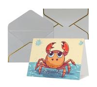 WLKSNBVD Greetings Card with Envelopes Summer cartoon crab Thinking of You Card 4x6 Blank Note Cards for Birthday Baby Shower Congratulations Wedding Thank You Cards All Occasion